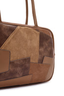 Kadın Kahverengi Uzun Askılı Desenli Kol Çantası