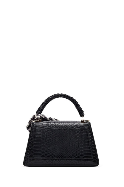 Kadın Siyah Uzun Askılı Kroko Desenli Klasik Kol Çantası