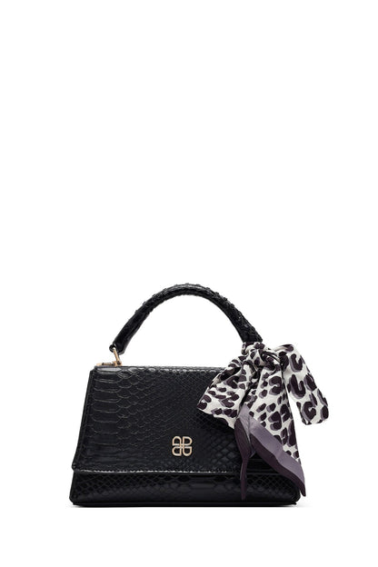 Kadın Siyah Uzun Askılı Kroko Desenli Klasik Kol Çantası