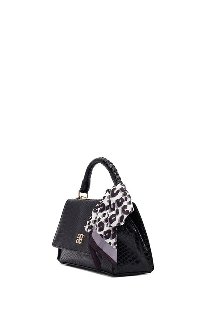 Kadın Siyah Uzun Askılı Kroko Desenli Klasik Kol Çantası