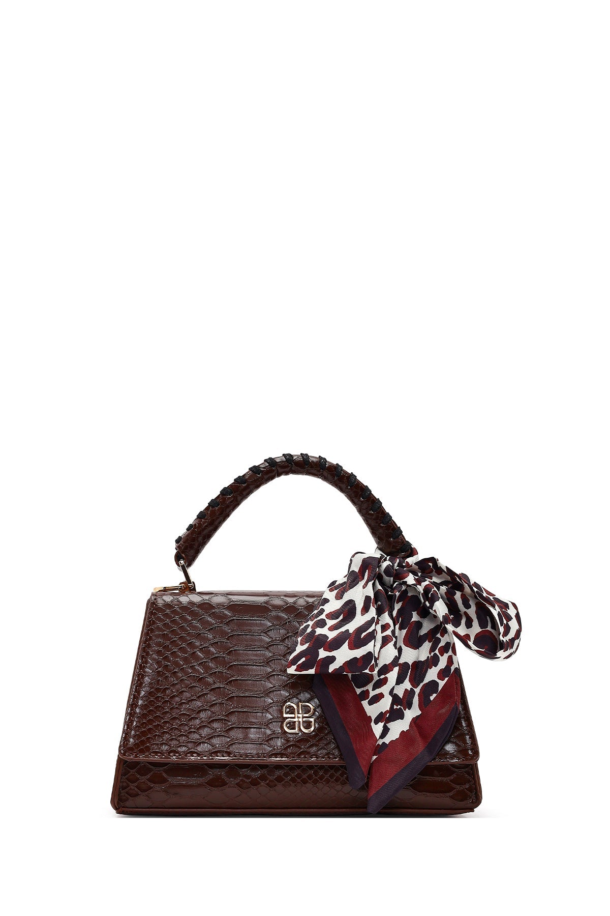 Kadın Kahverengi Uzun Askılı Kroko Desenli Klasik Kol Çantası