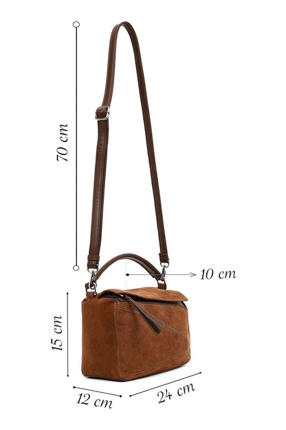 Kadın Camel Uzun Askılı Süet Çapraz Çanta