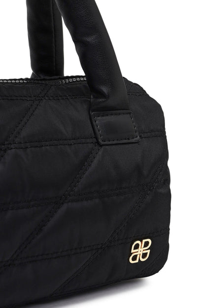 Kadın Siyah Uzun Askılı Charmlı Kumaş Kol Çantası