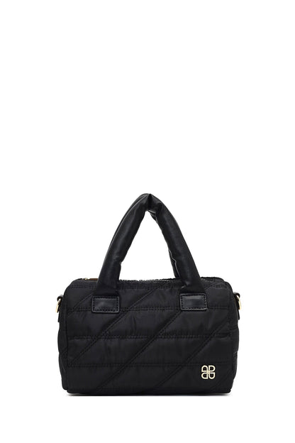 Kadın Siyah Uzun Askılı Charmlı Kumaş Kol Çantası