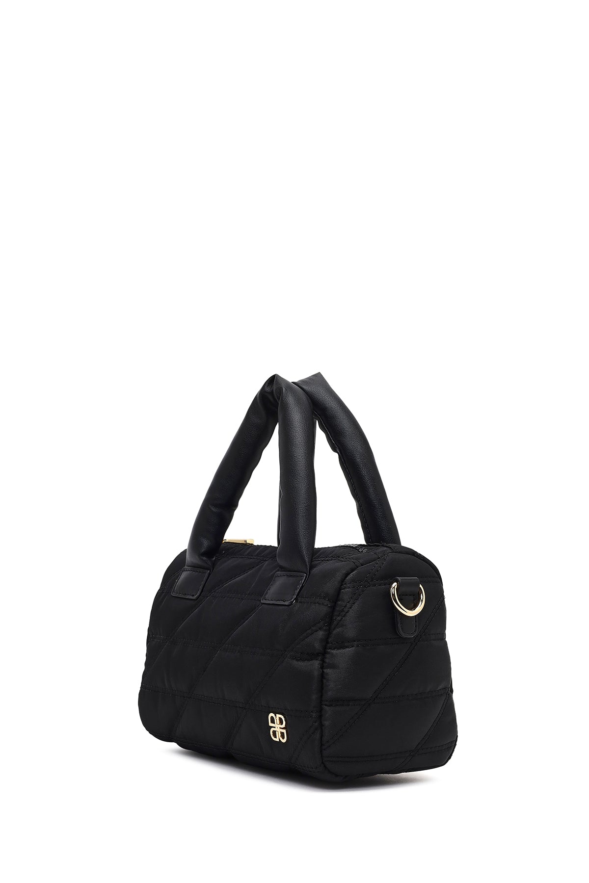 Kadın Siyah Uzun Askılı Charmlı Kumaş Kol Çantası