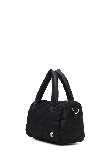 Kadın Siyah Uzun Askılı Charmlı Kumaş Kol Çantası