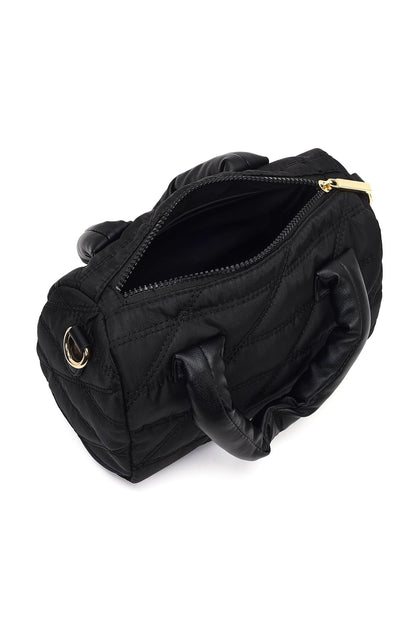 Kadın Siyah Uzun Askılı Charmlı Kumaş Kol Çantası