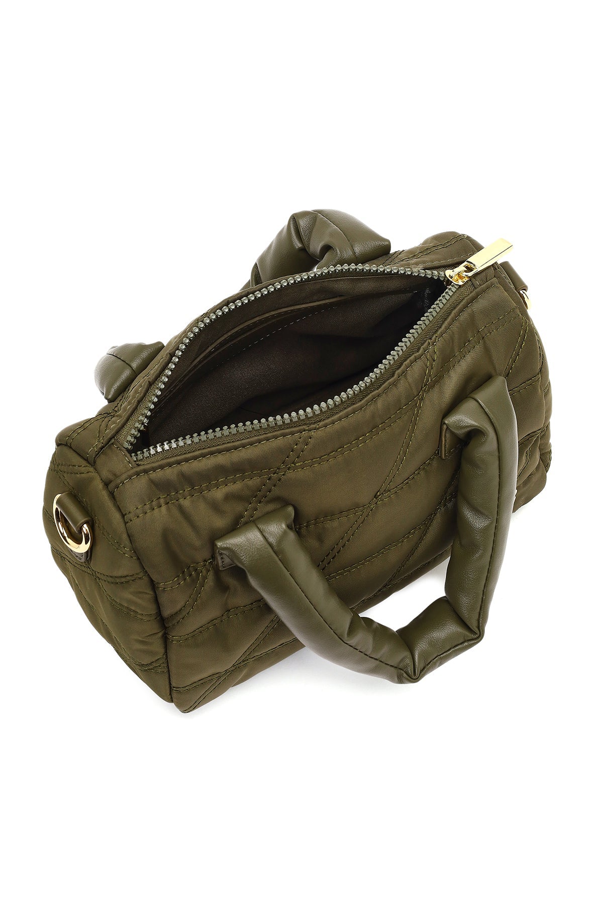 Kadın Haki Uzun Askılı Charmlı Kumaş Kol Çantası