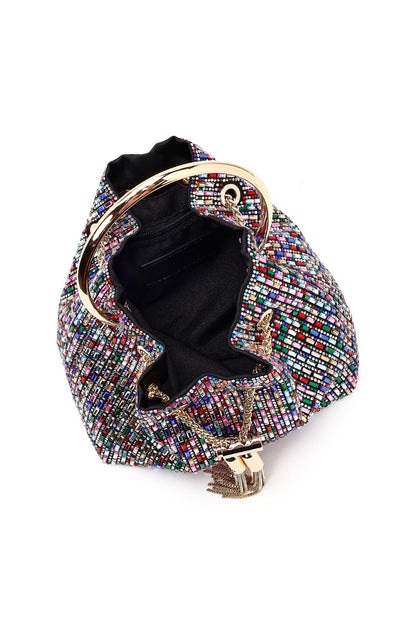 Kadın Çok Renkli Taşlı Mini Abiye Kol Çantası