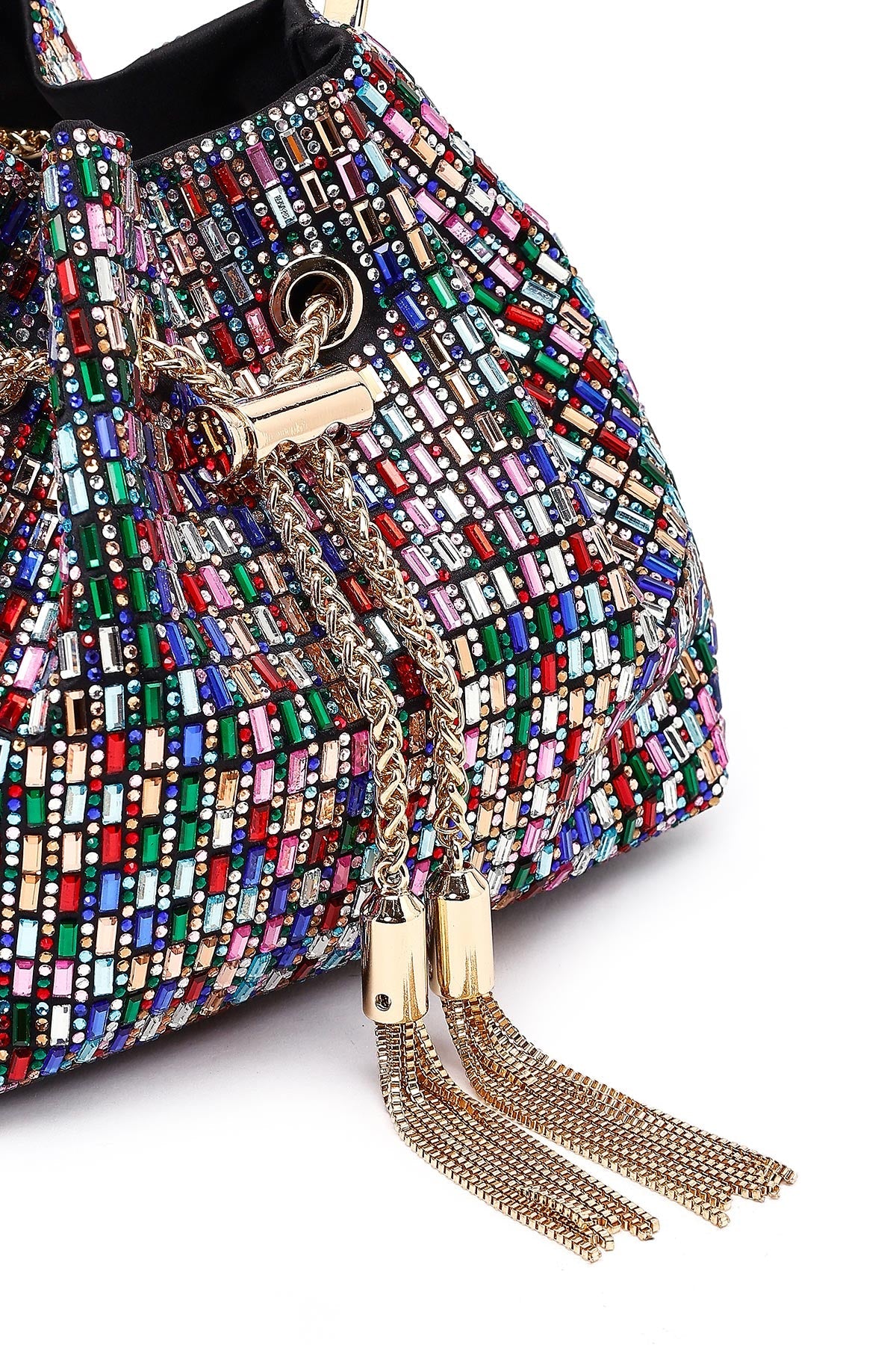 Kadın Çok Renkli Taşlı Mini Abiye Kol Çantası
