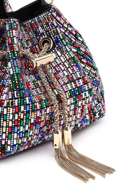 Kadın Çok Renkli Taşlı Mini Abiye Kol Çantası