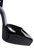 Kadın Siyah Bilekten Tokalı Platform Yüksek Topuklu Rugan Deri Ayakkabı