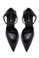 Kadın Siyah Bilekten Tokalı Platform Yüksek Topuklu Rugan Deri Ayakkabı