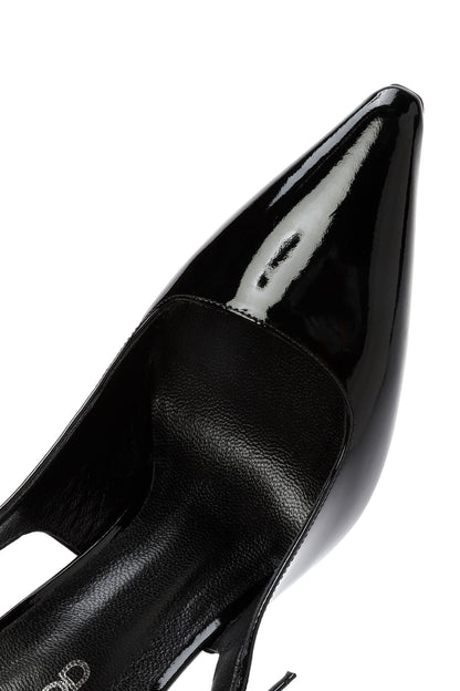 Kadın Siyah Arkası Açık Yüksek Ince Topuklu Rugan Deri Ayakkabı
