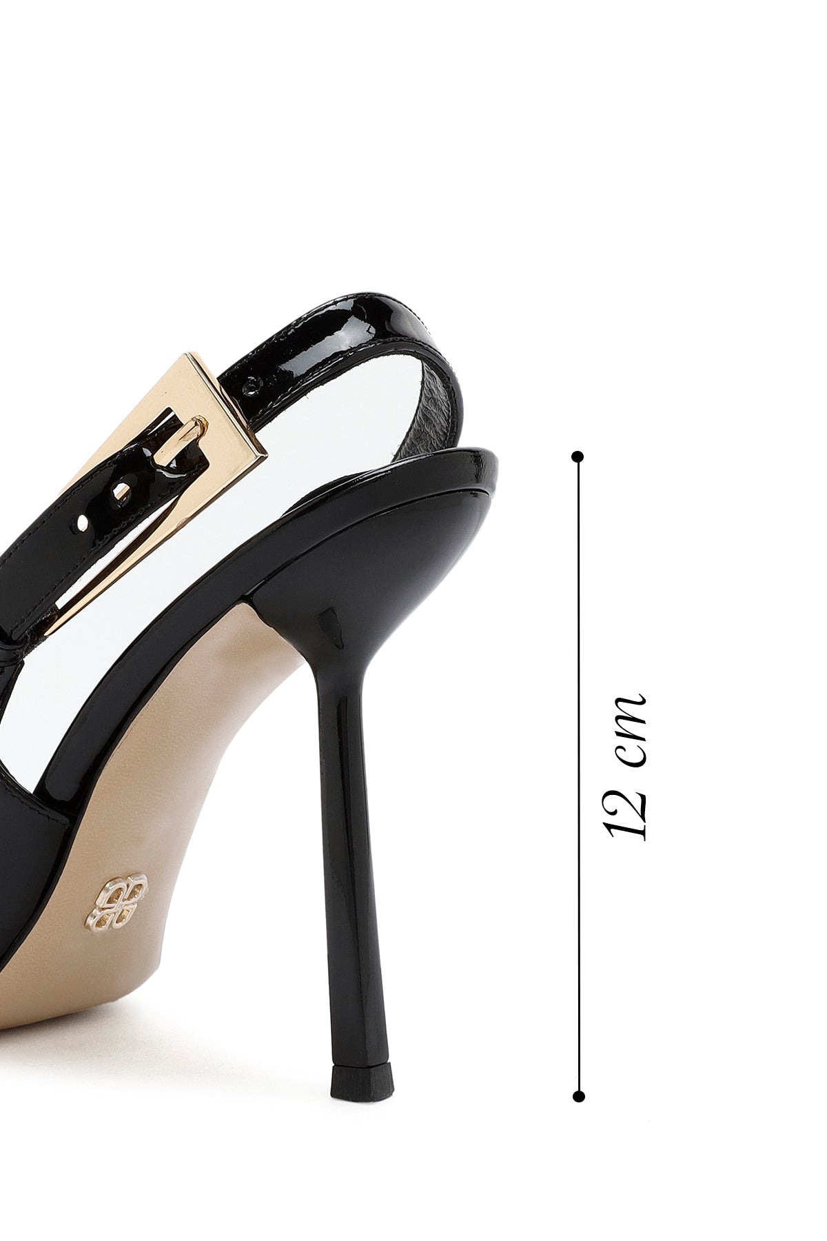 Kadın Siyah Arkası Açık Yüksek Ince Topuklu Rugan Deri Ayakkabı