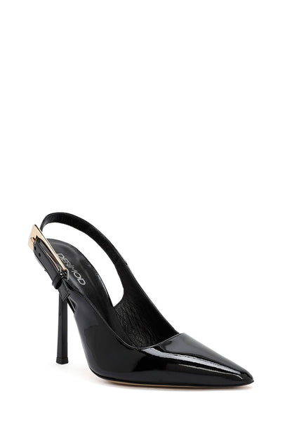 Kadın Siyah Arkası Açık Yüksek Ince Topuklu Rugan Deri Ayakkabı