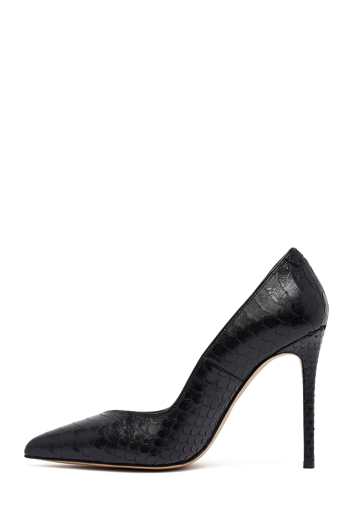 Kadın Siyah Desenli Yüksek Ince Topuklu Deri Stiletto