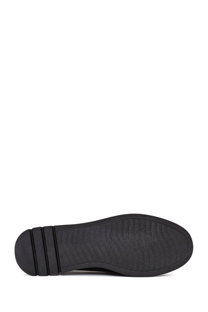 Kadın Siyah Toka Detaylı Deri Comfort Loafer