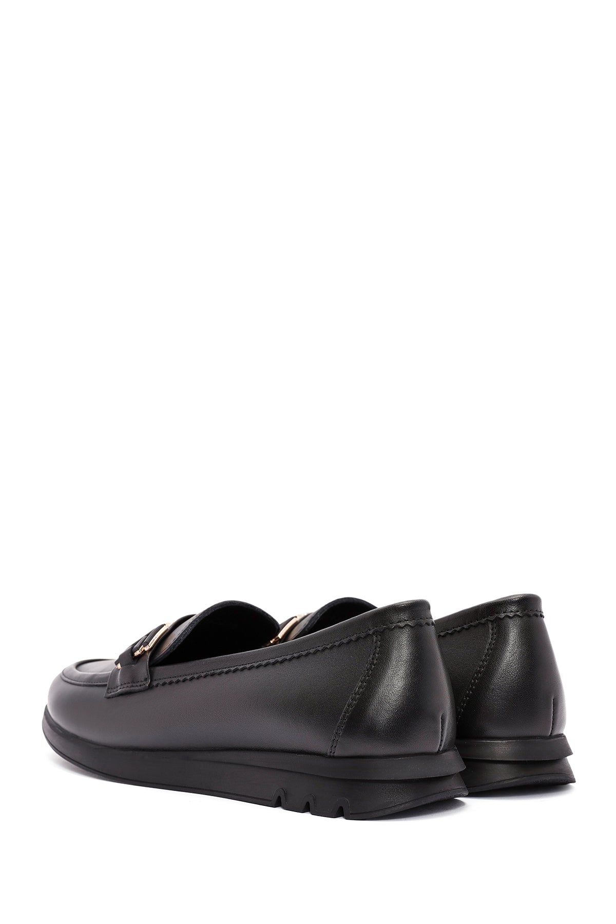 Kadın Siyah Toka Detaylı Deri Comfort Loafer