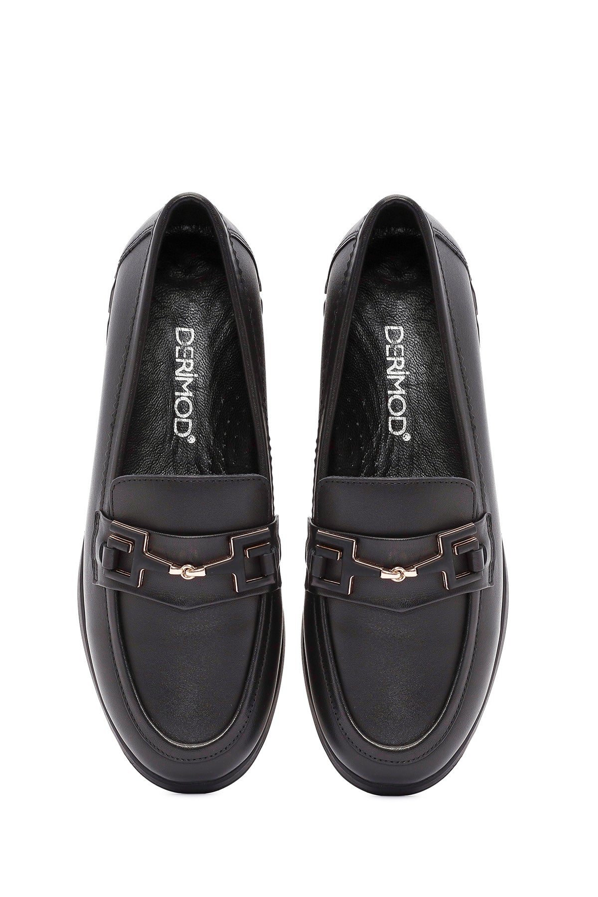 Kadın Siyah Toka Detaylı Deri Comfort Loafer