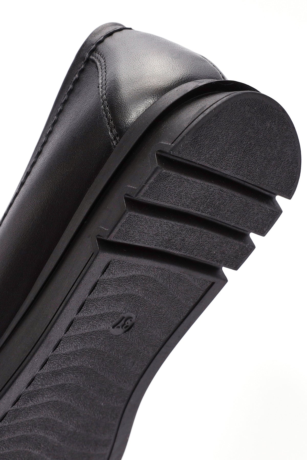 Kadın Siyah Toka Detaylı Deri Comfort Loafer