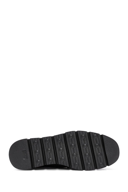 Kadın Siyah Toka Detaylı Deri Comfort Loafer