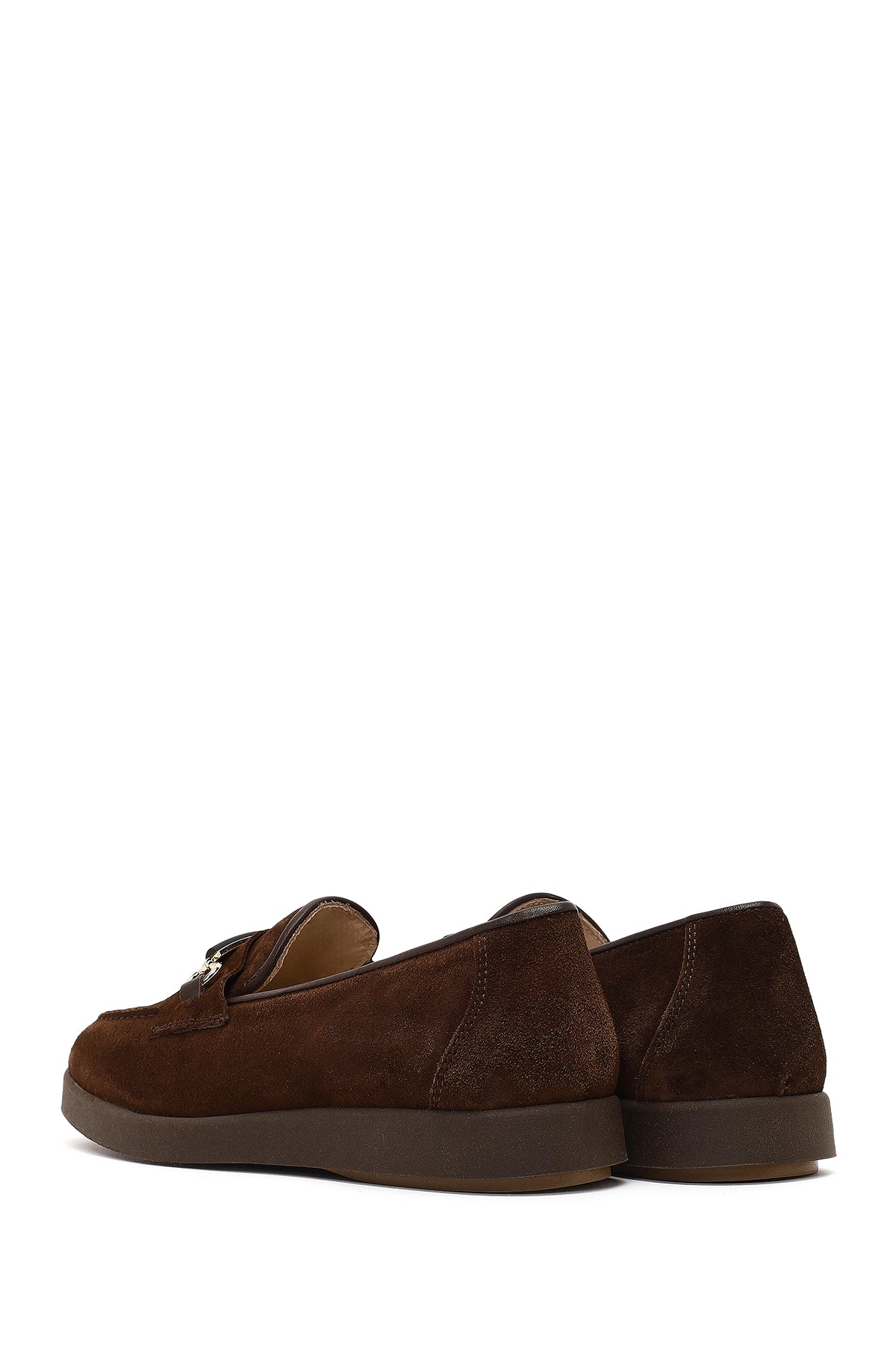 Kadın Kahverengi Tokalı Süet Deri Comfort Loafer