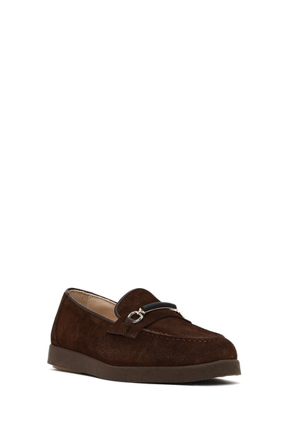 Kadın Kahverengi Tokalı Süet Deri Comfort Loafer