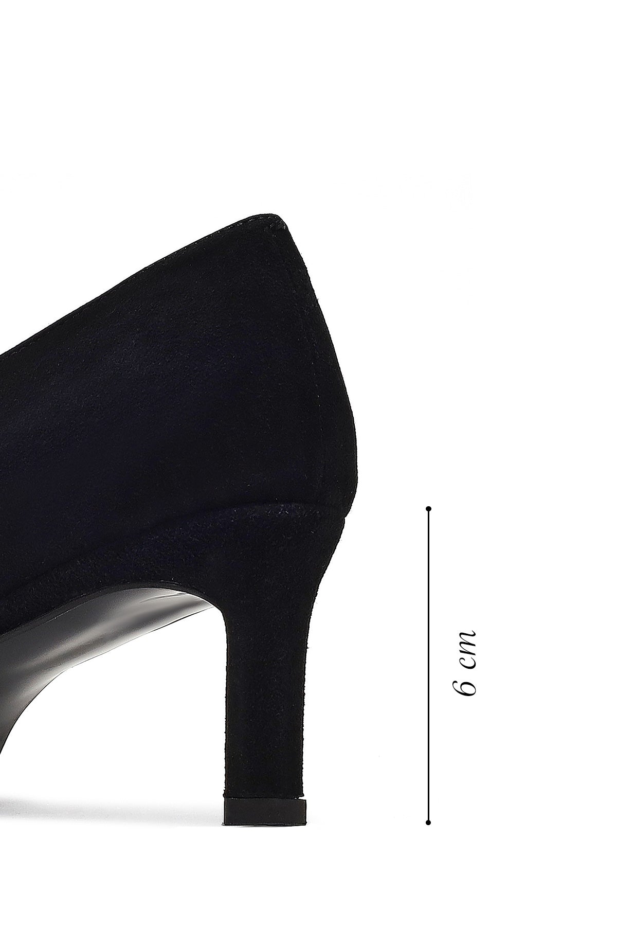 Kadın Siyah Kısa Ince Topuklu Süet Deri Stiletto