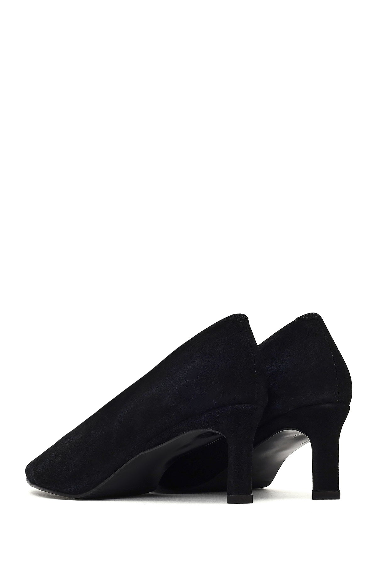 Kadın Siyah Kısa Ince Topuklu Süet Deri Stiletto