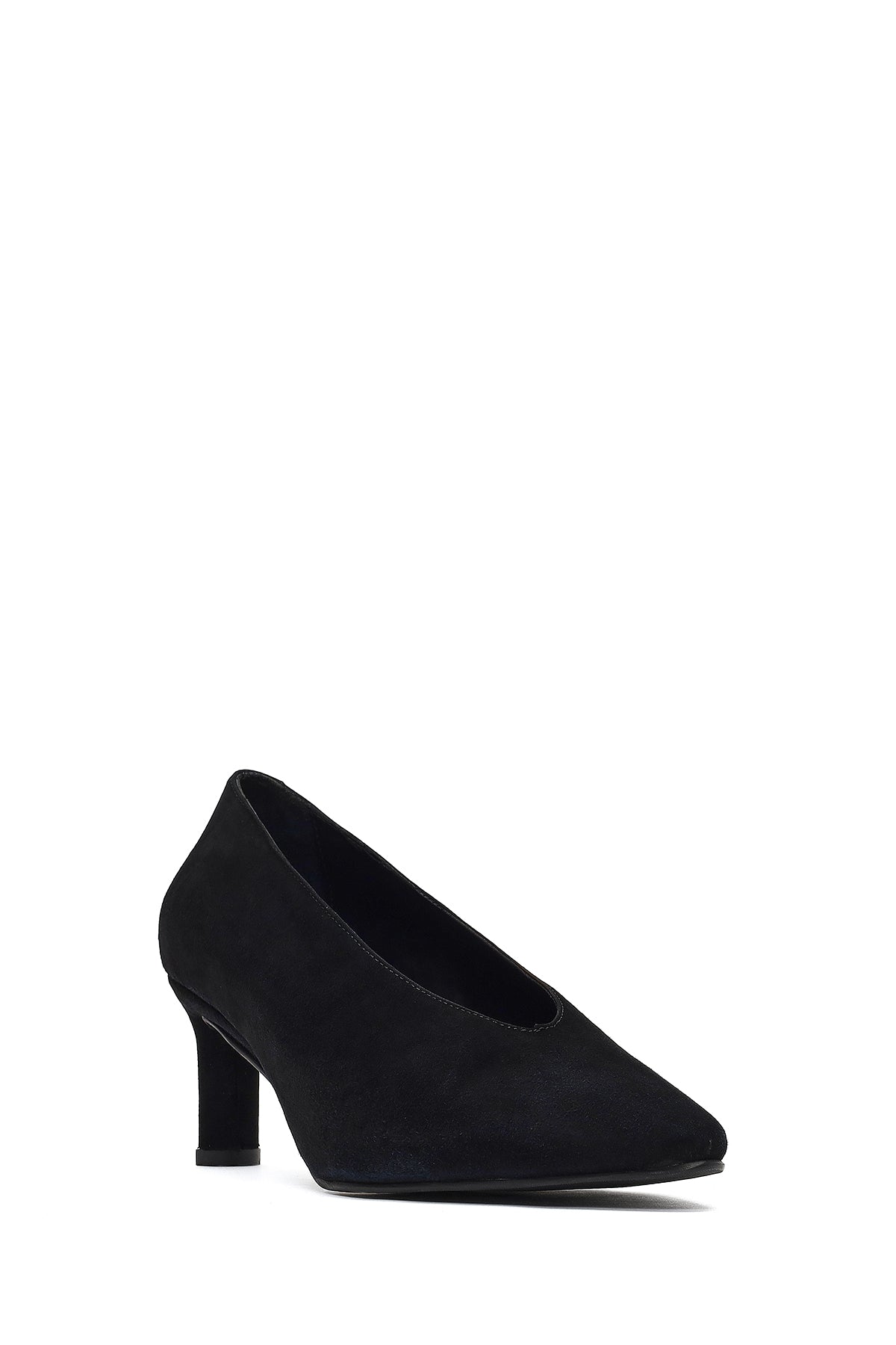 Kadın Siyah Kısa Ince Topuklu Süet Deri Stiletto
