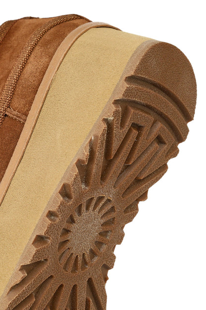 Kadın Bej Kalın Tabanlı Bağcıklı Süet Deri Teddy Casual Ayakkabı