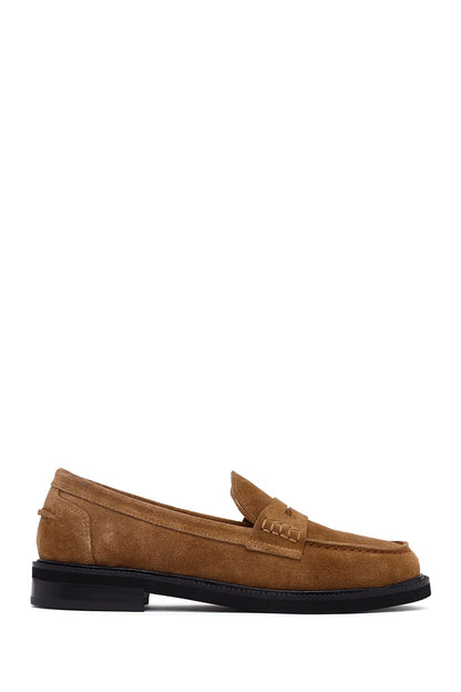 Kadın Vizon Süet Deri Maskülen Loafer