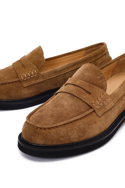 Kadın Vizon Süet Deri Maskülen Loafer