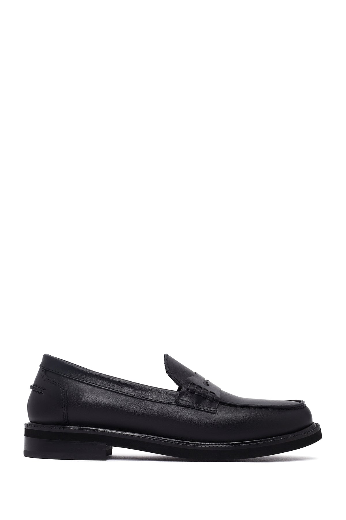 Kadın Siyah Deri Maskülen Loafer