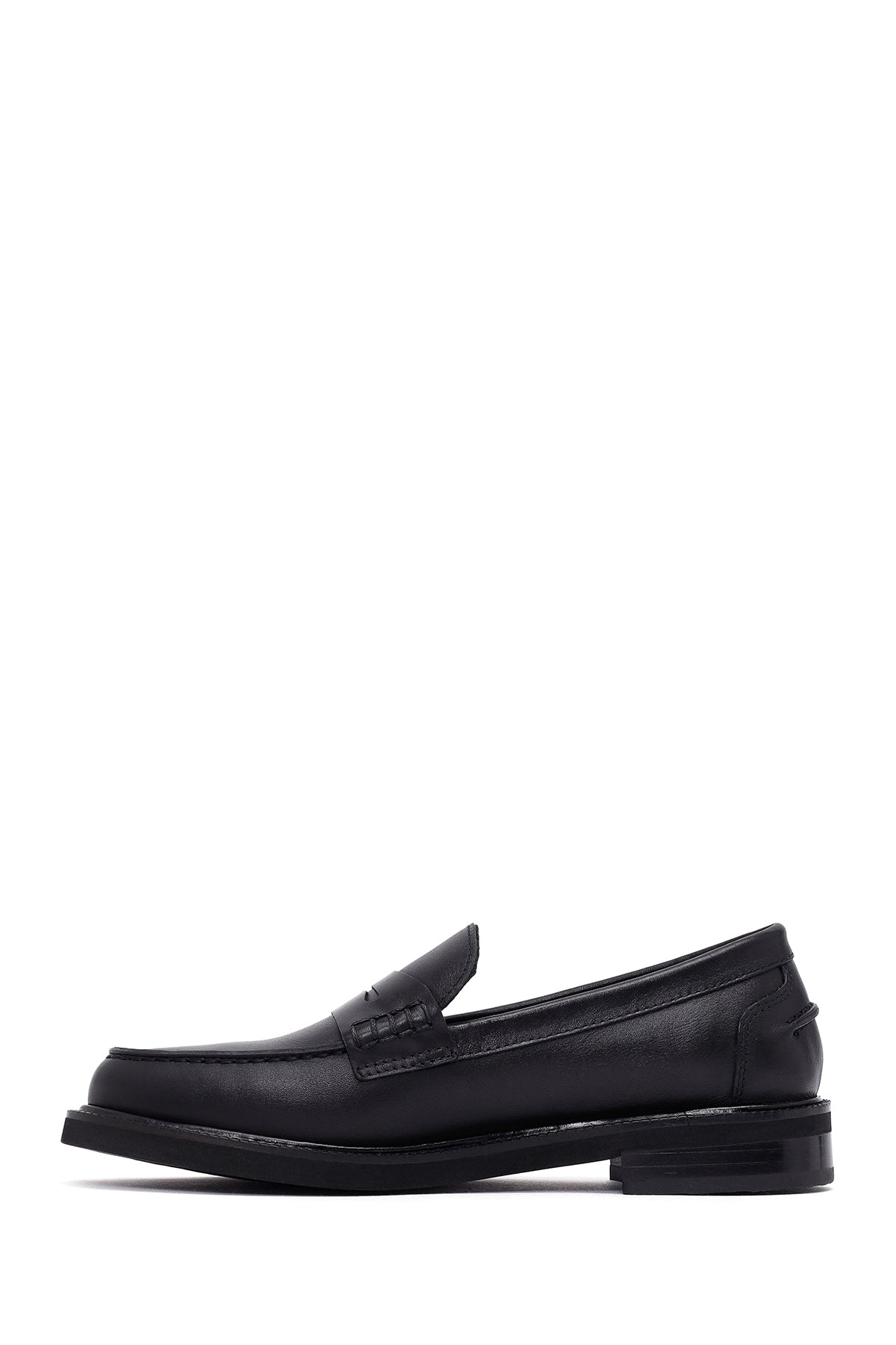 Kadın Siyah Deri Maskülen Loafer