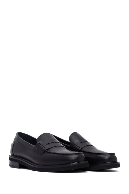 Kadın Siyah Deri Maskülen Loafer
