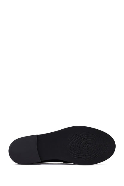 Kadın Siyah Deri Maskülen Loafer