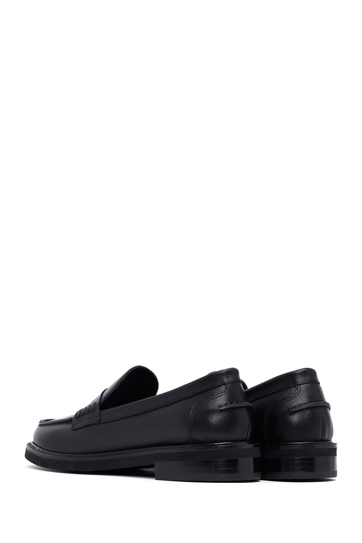Kadın Siyah Deri Maskülen Loafer