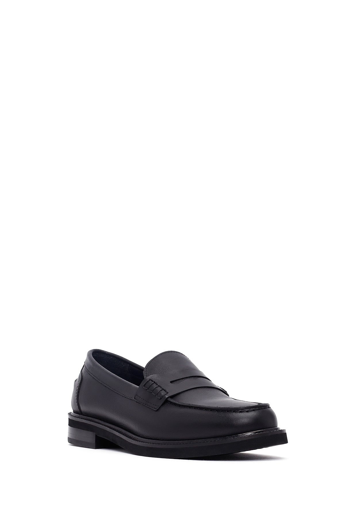 Kadın Siyah Deri Maskülen Loafer