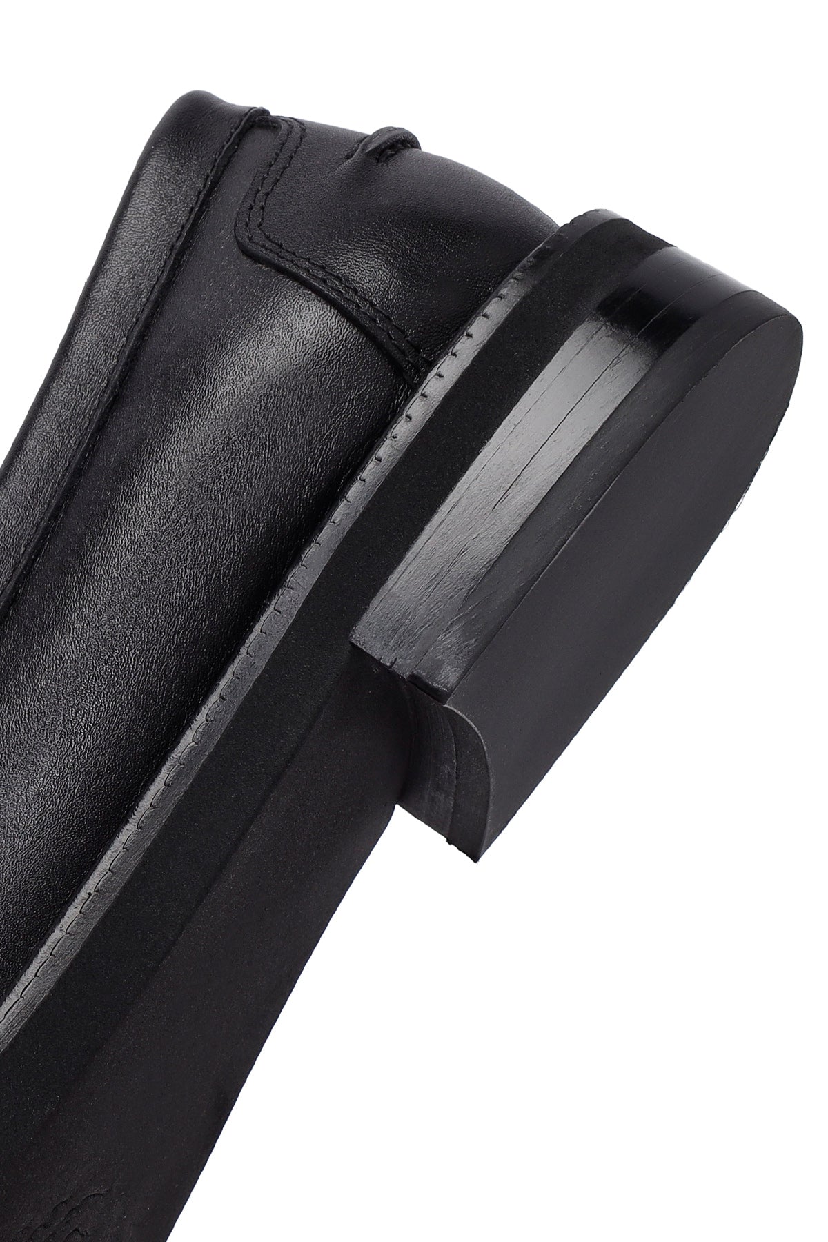 Kadın Siyah Deri Maskülen Loafer