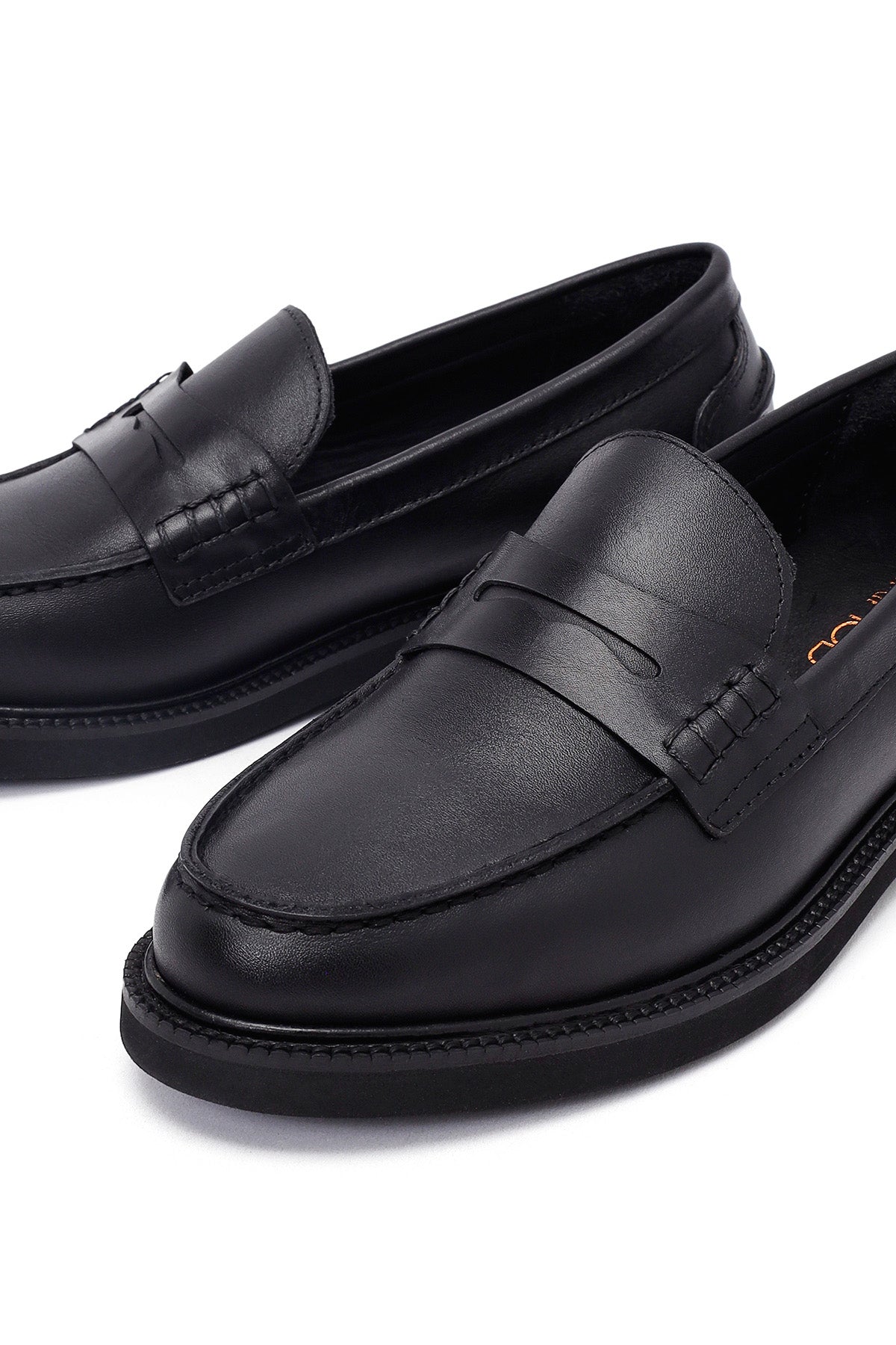 Kadın Siyah Deri Maskülen Loafer