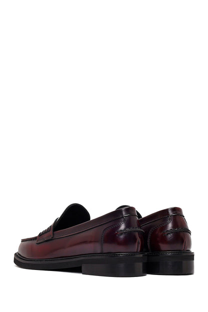 Kadın Bordo Deri Maskülen Loafer