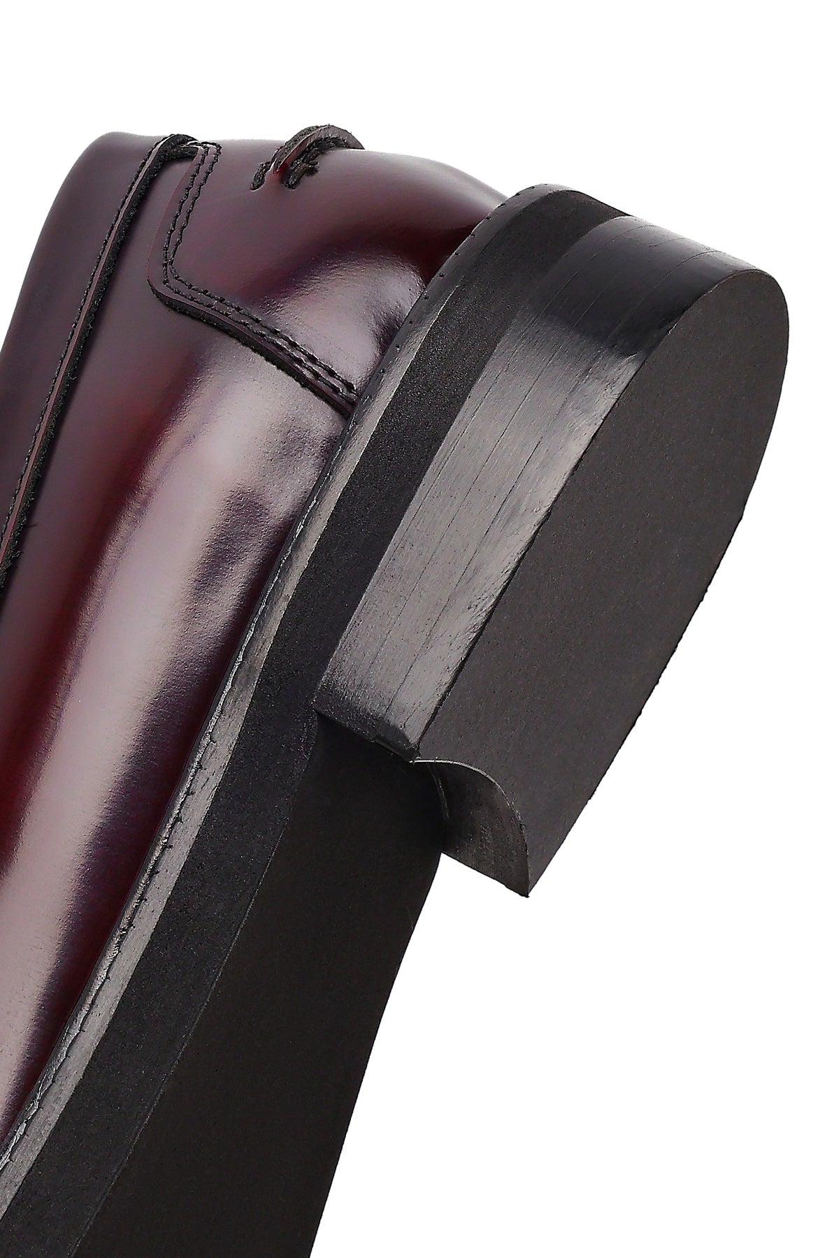 Kadın Bordo Deri Maskülen Loafer