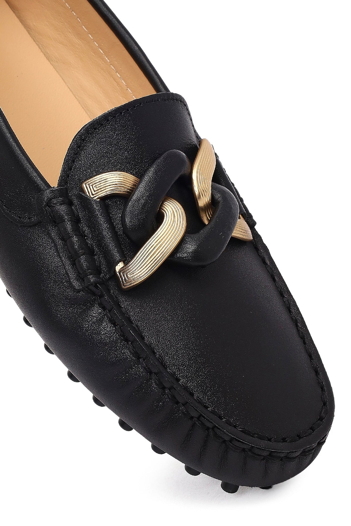 Kadın Siyah Tokalı Deri Loafer