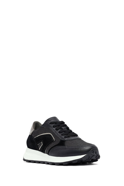 Kadın Siyah Bağcıklı Kalın Tabanlı Deri Sneaker