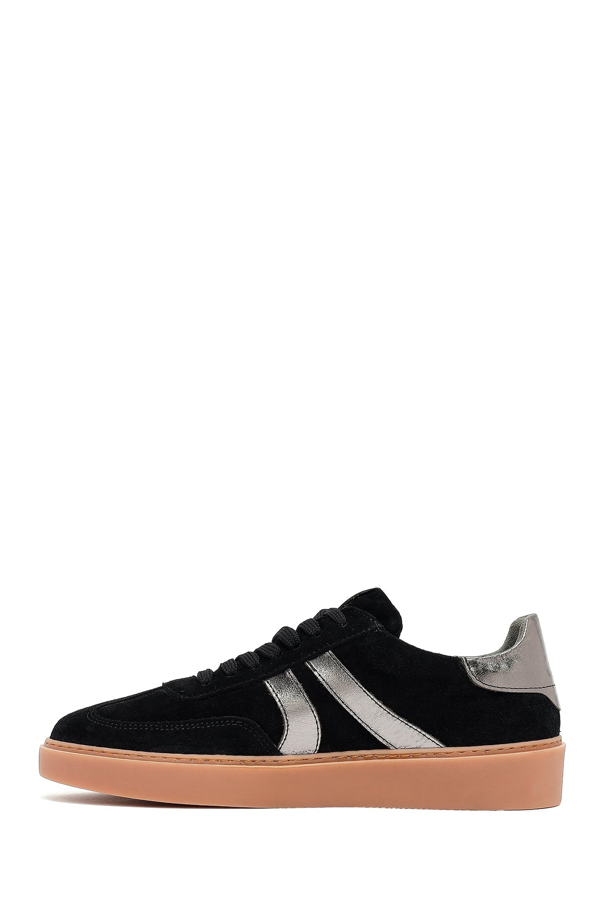 Kadın Siyah Bağcıklı Süet Deri Sneaker