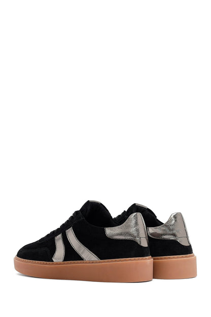 Kadın Siyah Bağcıklı Süet Deri Sneaker