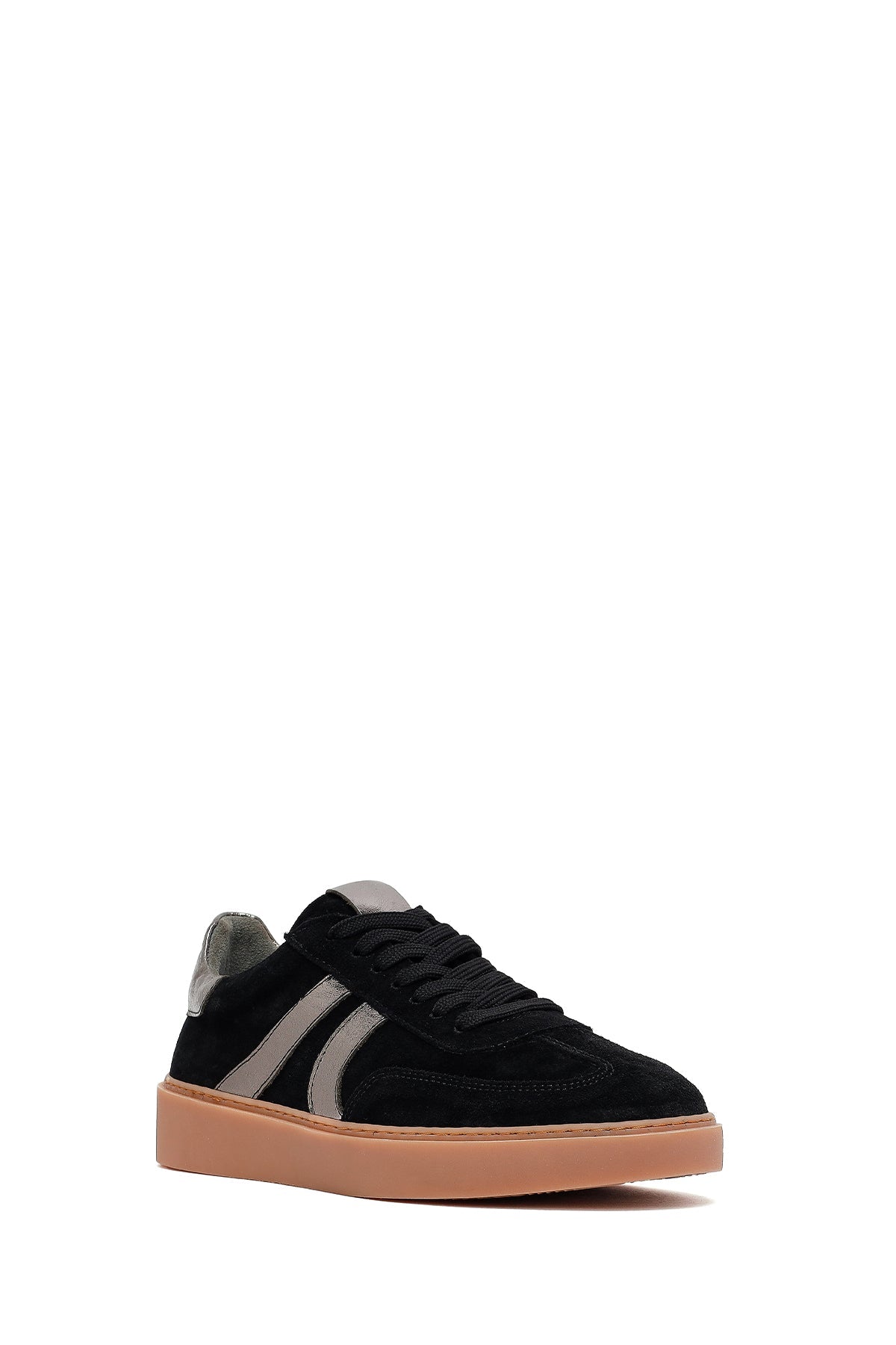 Kadın Siyah Bağcıklı Süet Deri Sneaker