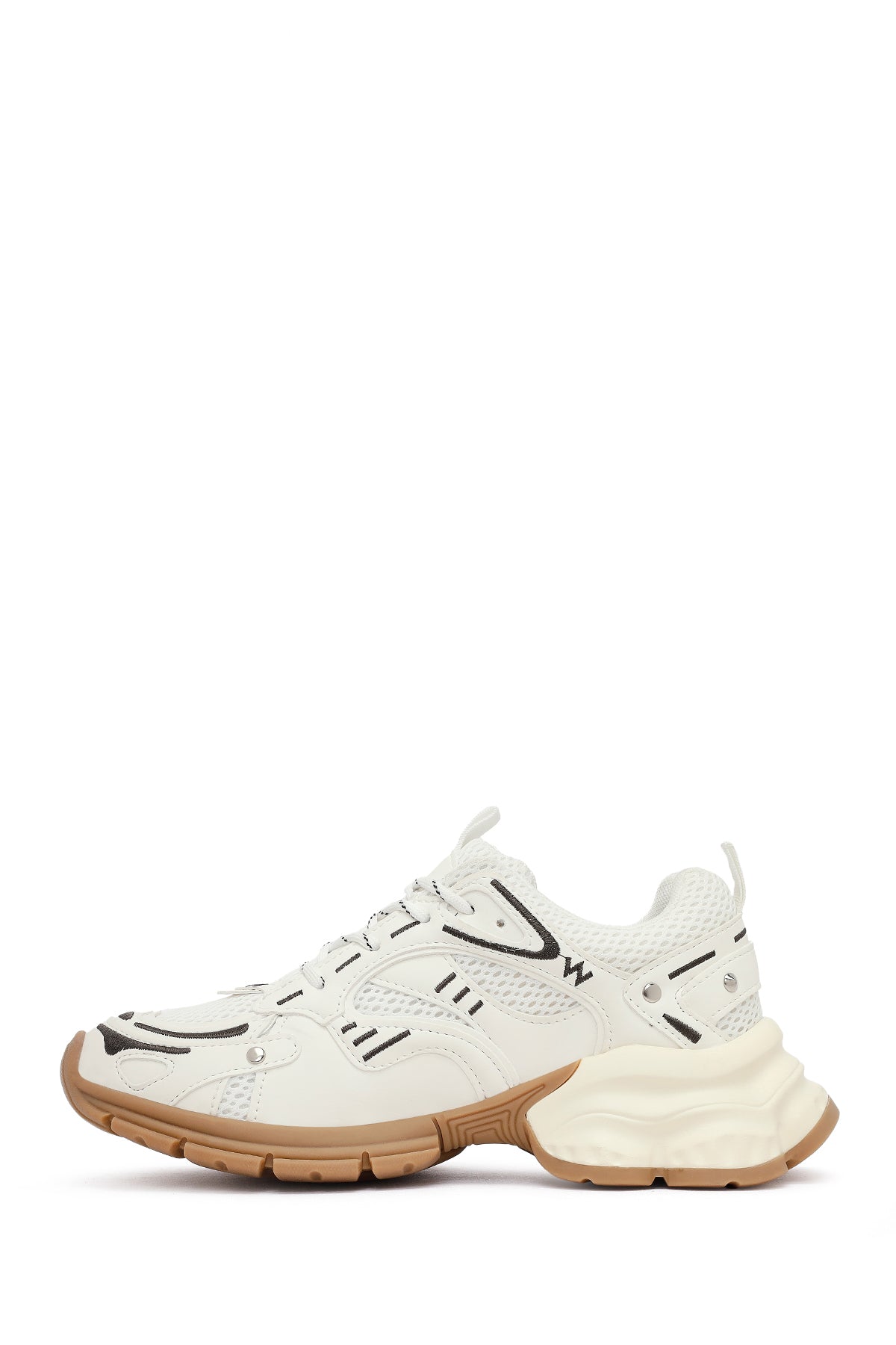 Kadın Beyaz Bağcıklı Kalın Tabanlı Sneaker